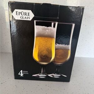 Pur Glass Beer Tulip Set of 4 Clear